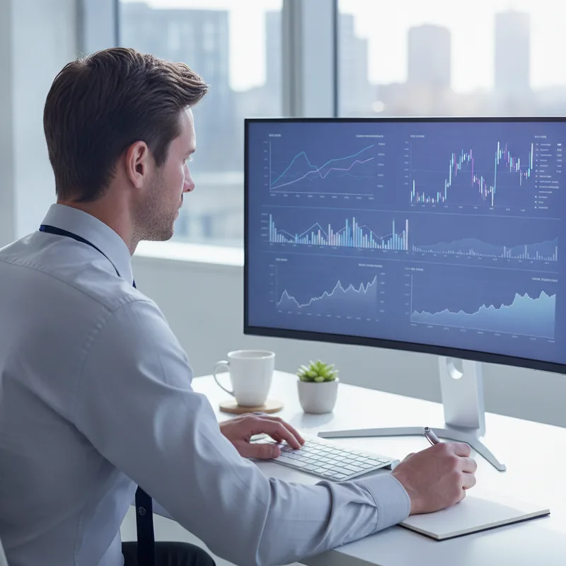 Focused investor reviewing a portfolio strategy on screen
